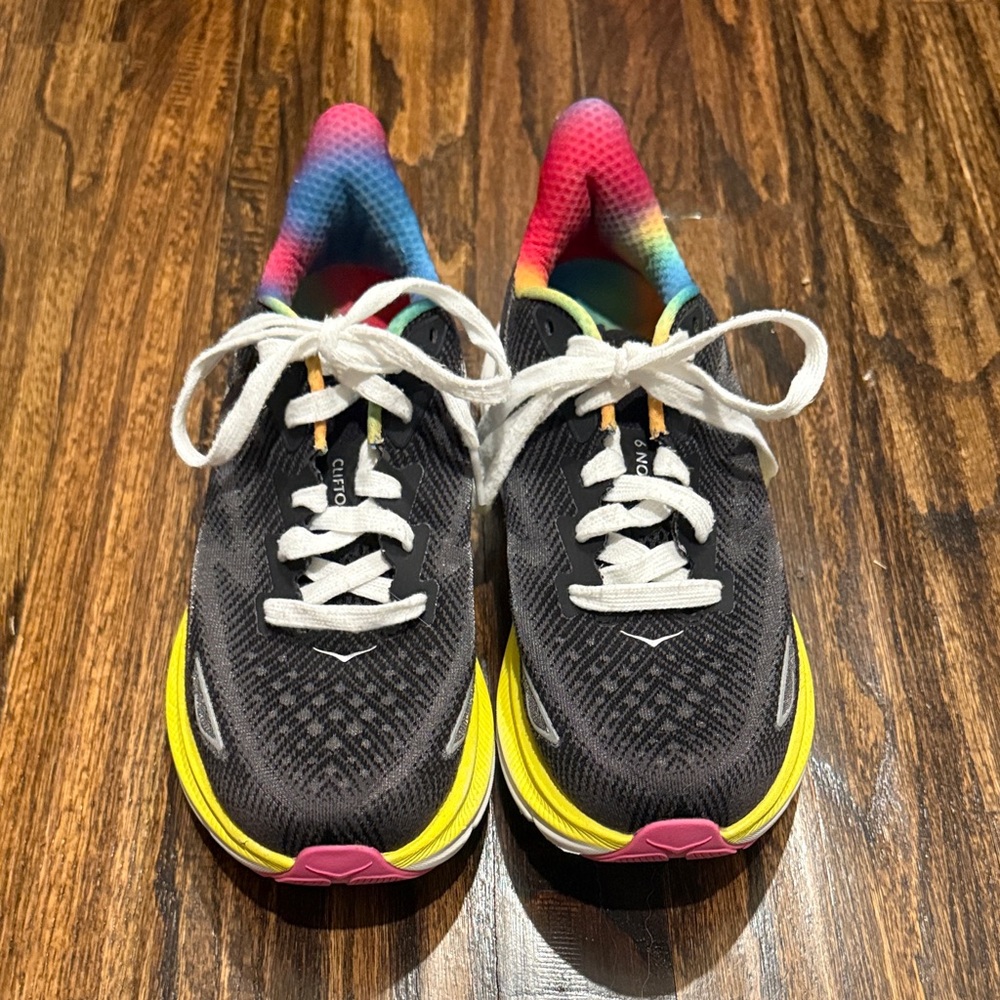 Hoka Black and Multicolor Athletic Shoes